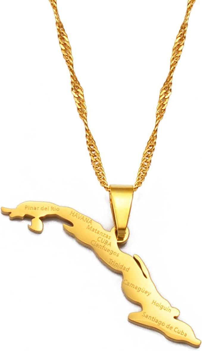 Découvrez la Carte de Cuba en Collier Pendentif Villes